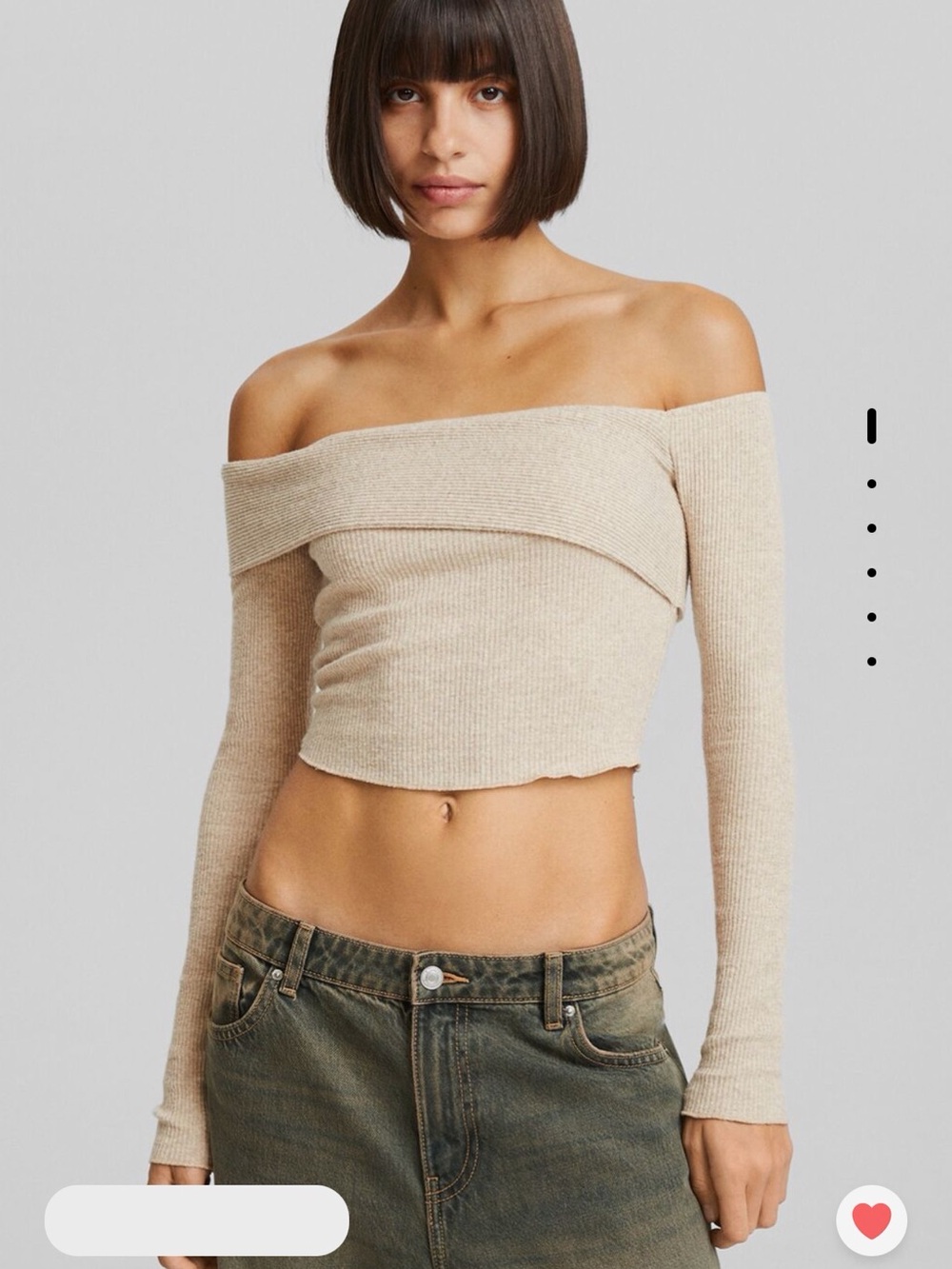 Bershka Asymmetric Bardot long sleeve knit T-shirt
